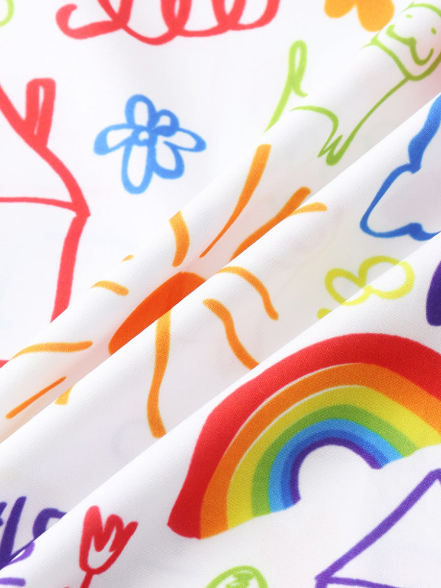 Chemise à manches courtes graffiti arc-en-ciel pour homme