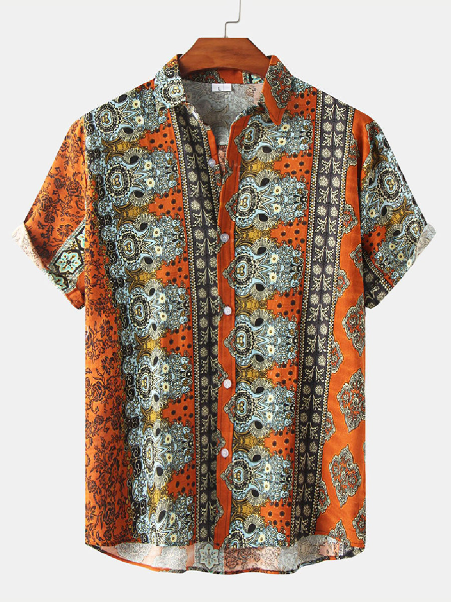 Men's Floral Print short sleeve shirt
