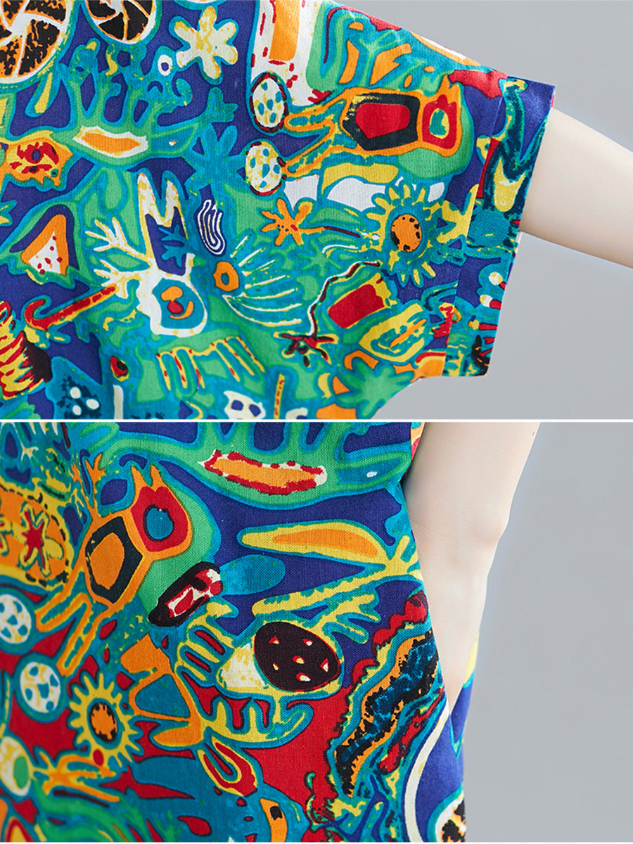 Retro Print Casual Dress