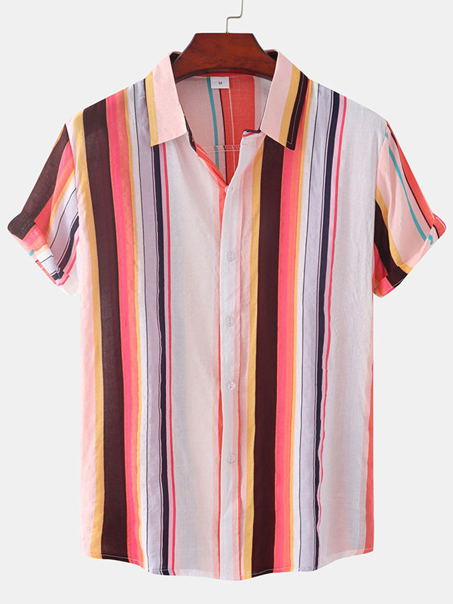 Chemise à manches courtes à imprimé vertical pour homme