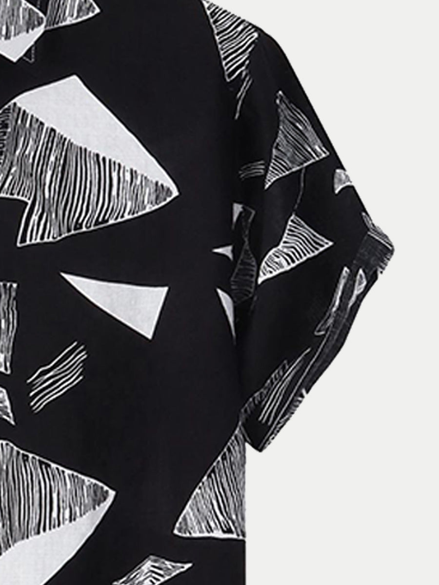 Camicia a maniche corte con stampa casual da uomo