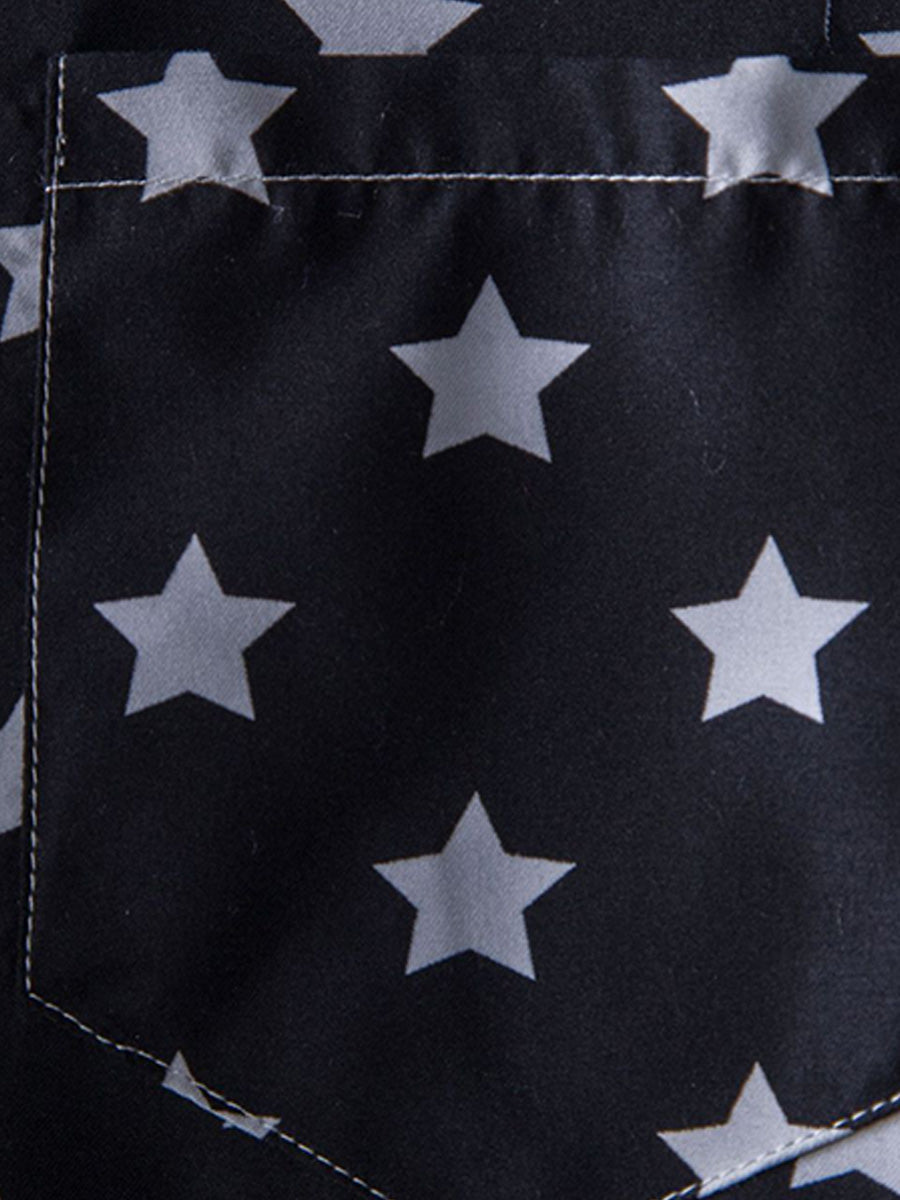 Camicia da uomo a maniche corte con stampa stelle