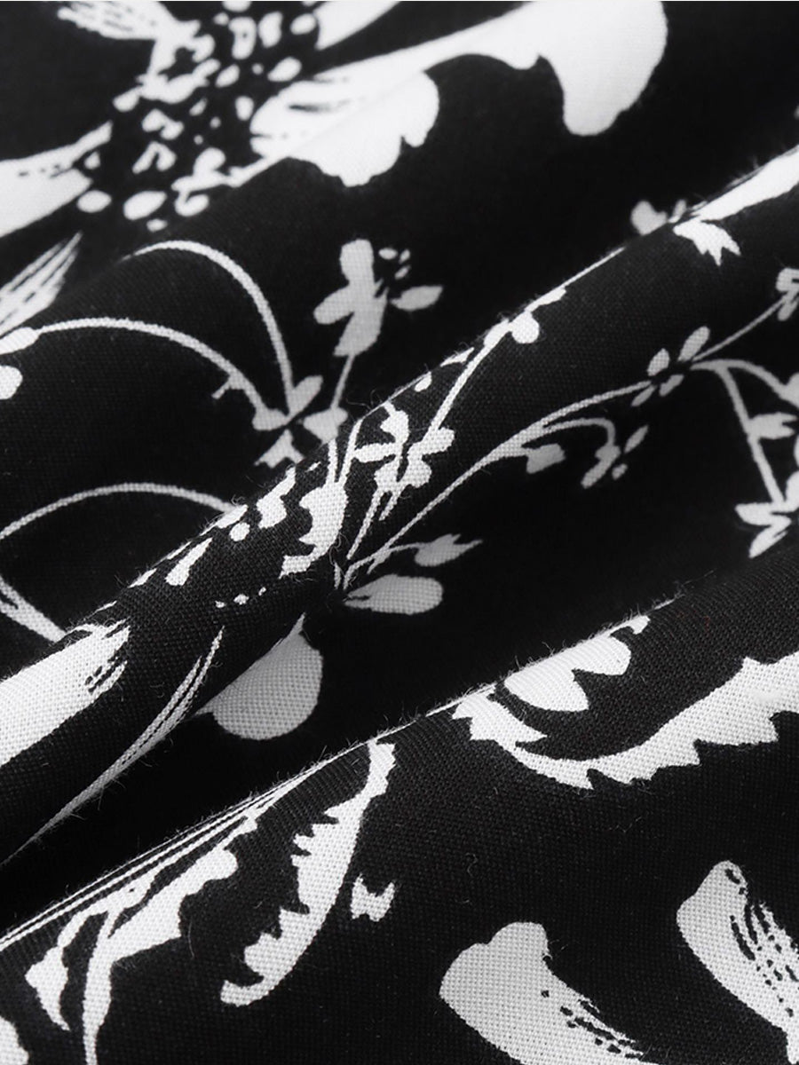 Camicia da uomo a maniche corte con stampa floreale