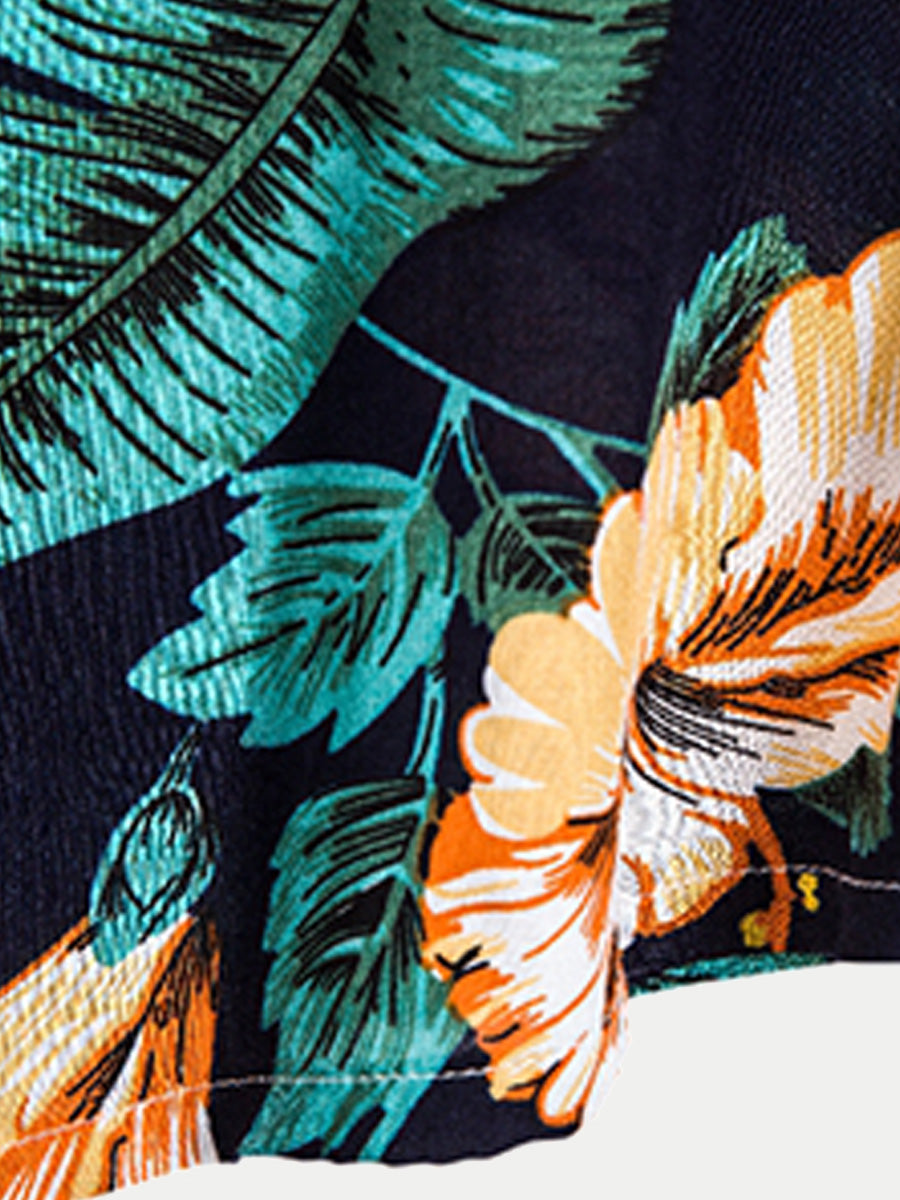 Camicia da uomo a maniche corte con stampa hawaiana