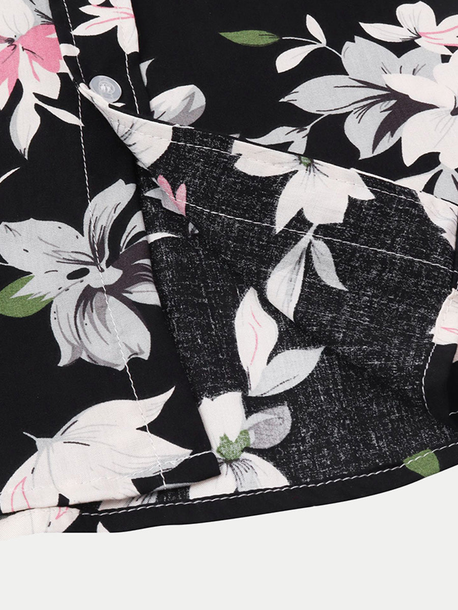 Camicia da uomo a maniche corte con stampa floreale