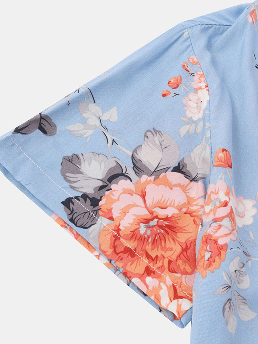 Camicia da uomo a maniche corte con stampa floreale