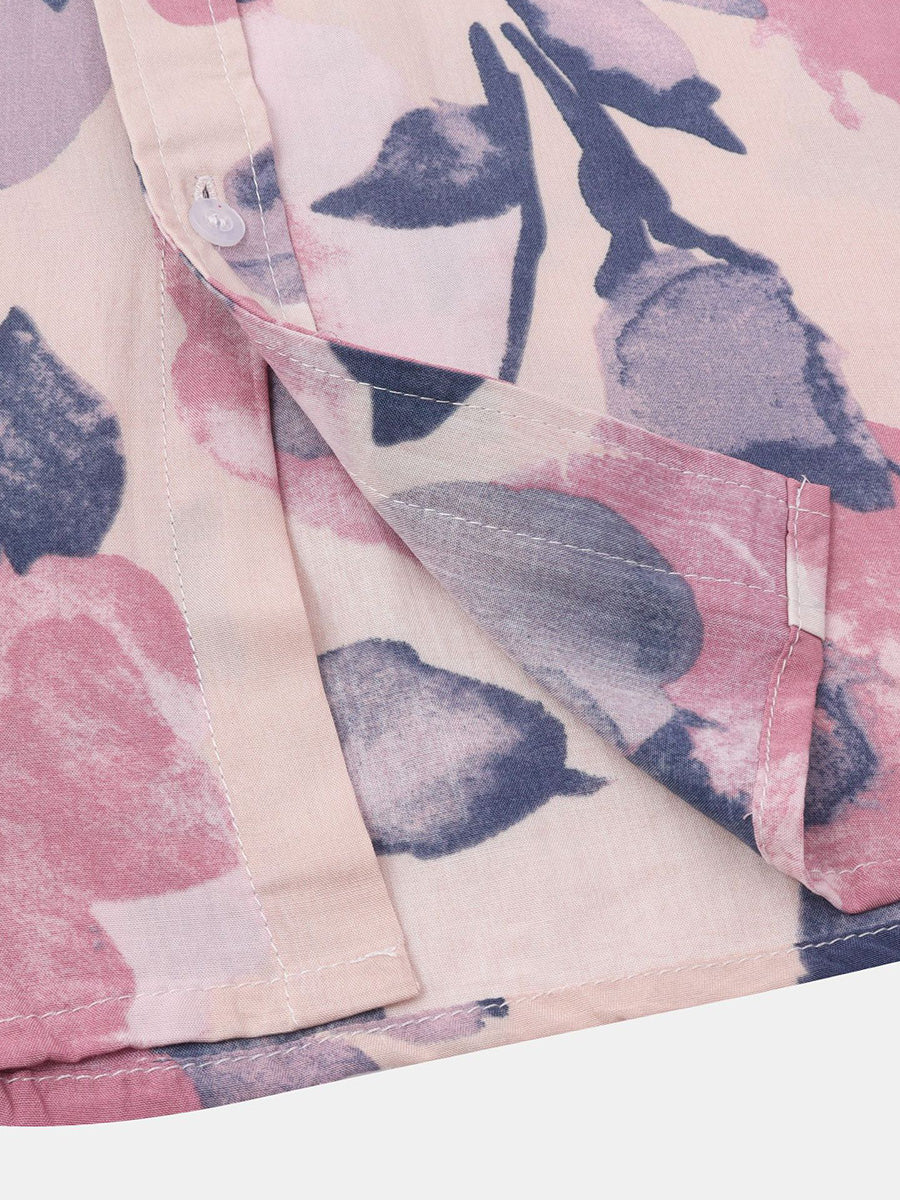 Camicia da uomo a maniche corte con stampa floreale