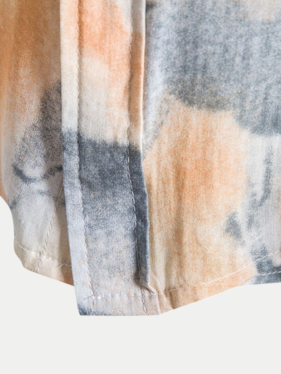 Camicia a maniche corte con stampa casual da uomo