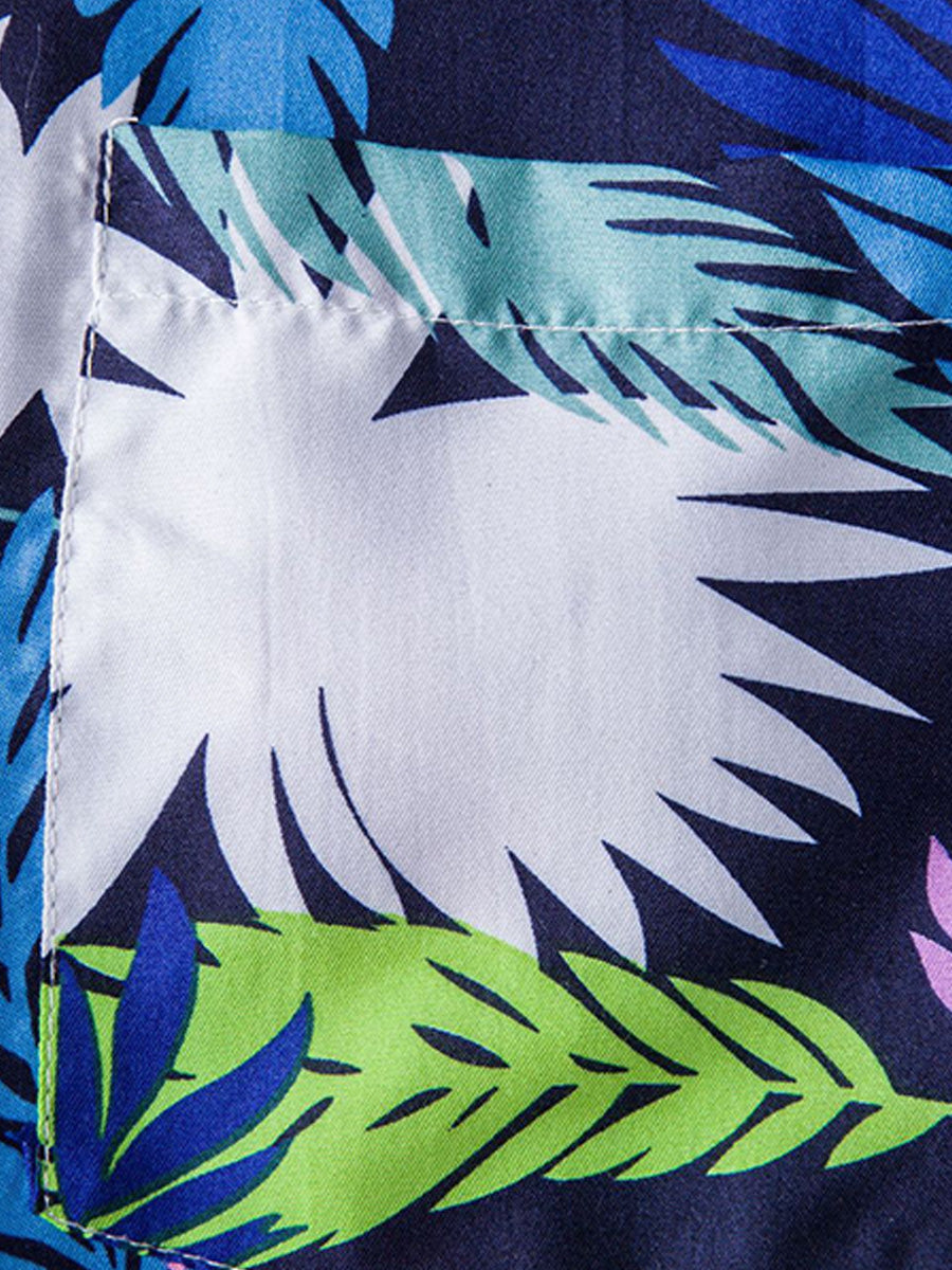 Chemise homme manches courtes imprimé feuilles