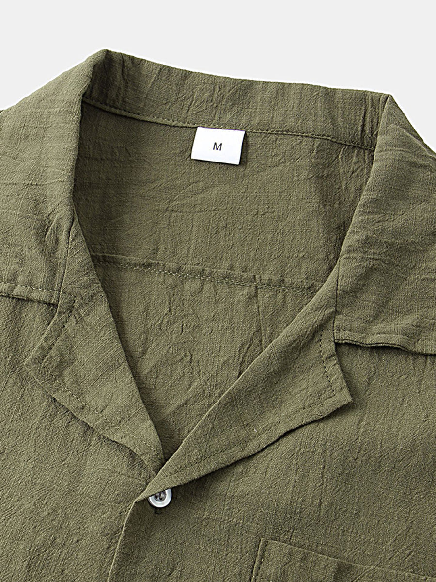 Chemise à manches courtes en coton uni pour homme