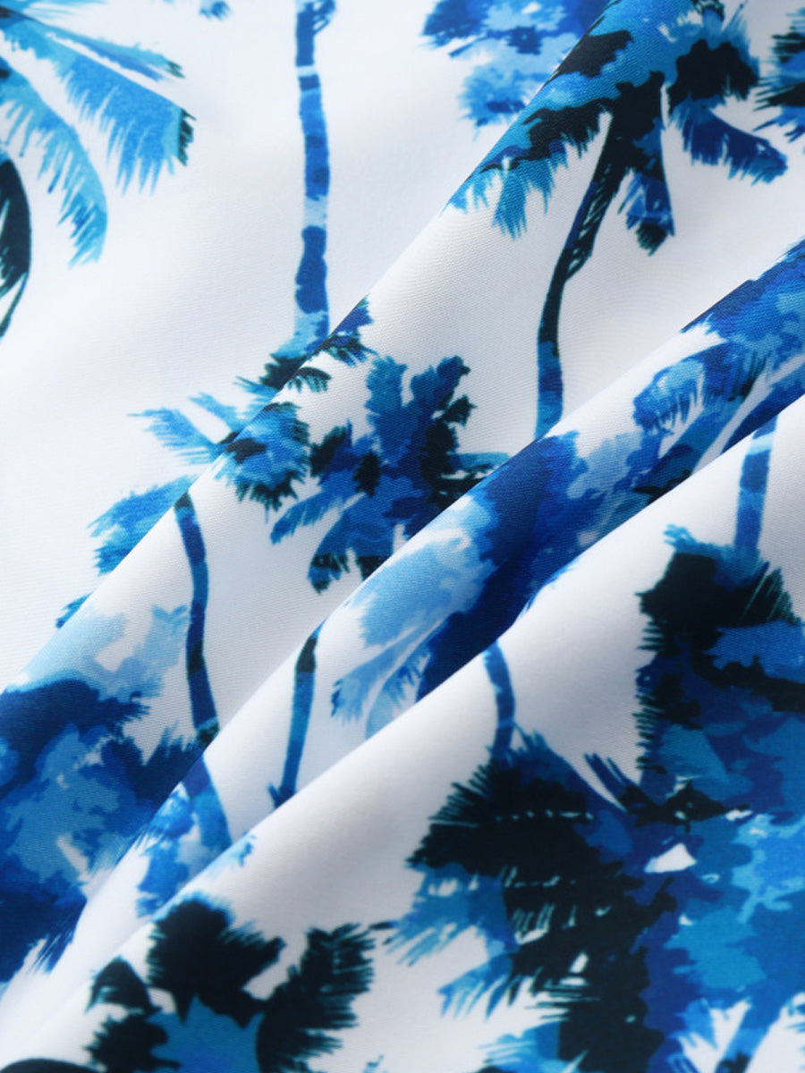 Camicia da uomo a maniche corte con stampa hawaiana