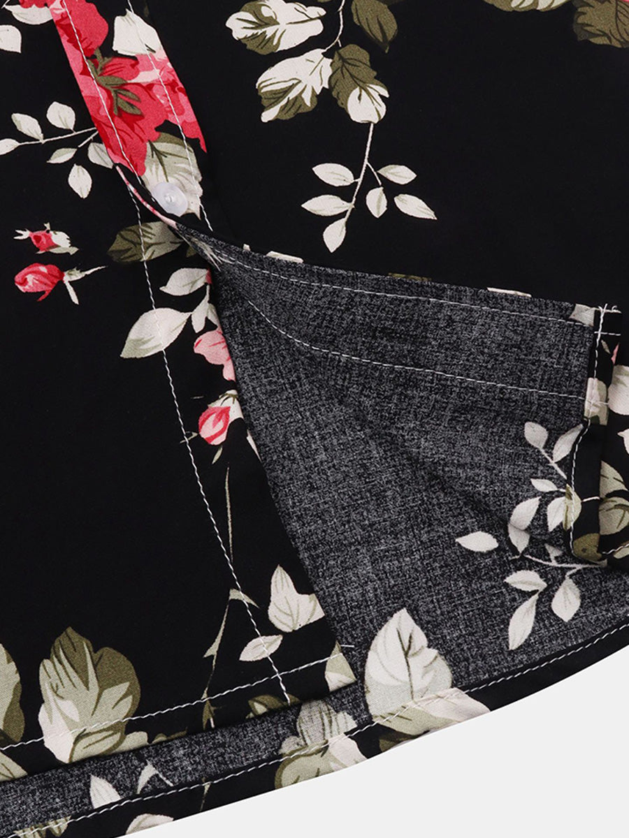 Camicia da uomo a maniche corte con stampa floreale