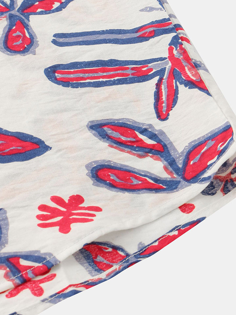 Camicia a maniche corte con stampa casual da uomo