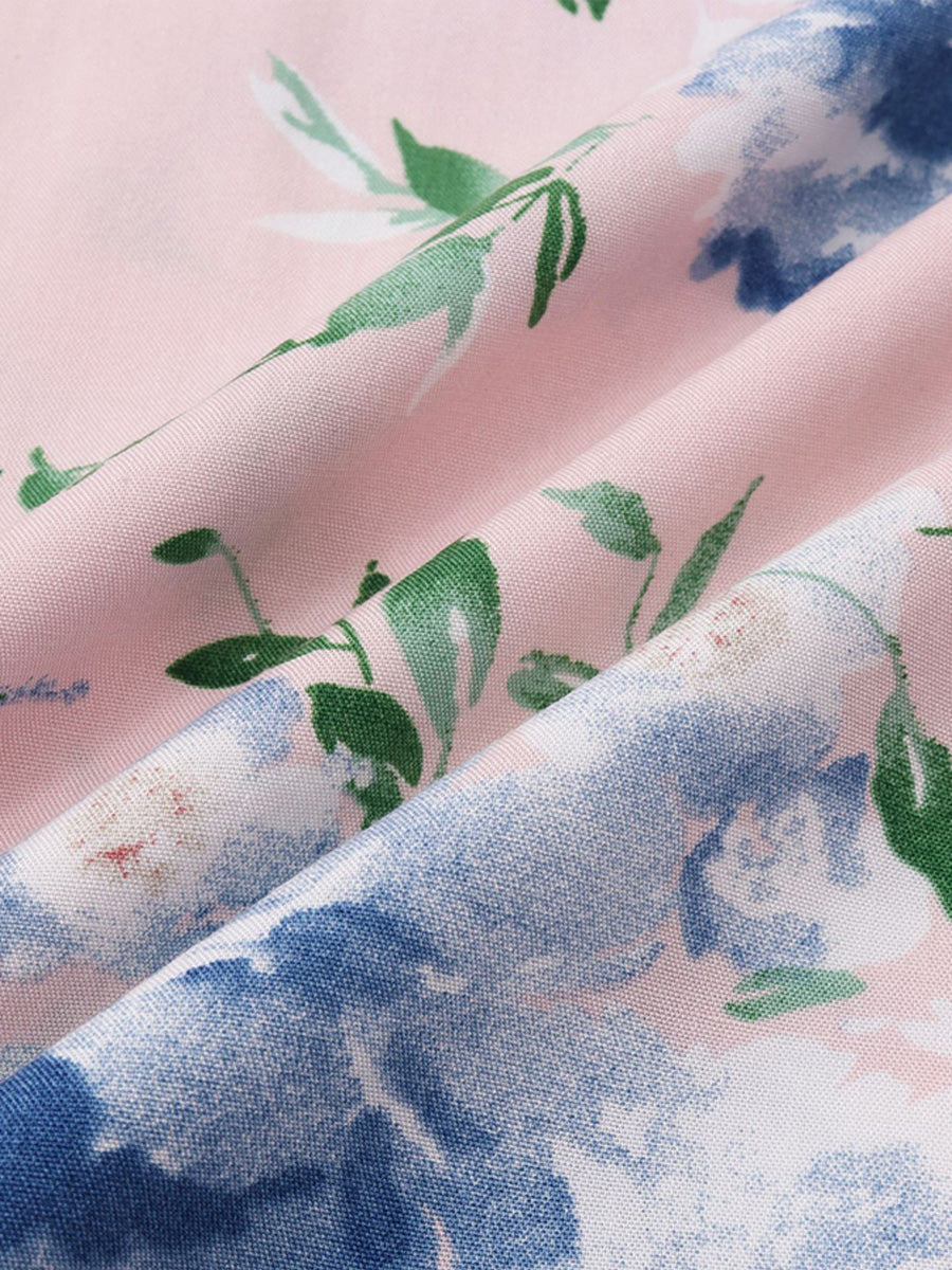 Camicia da uomo a maniche corte con stampa floreale