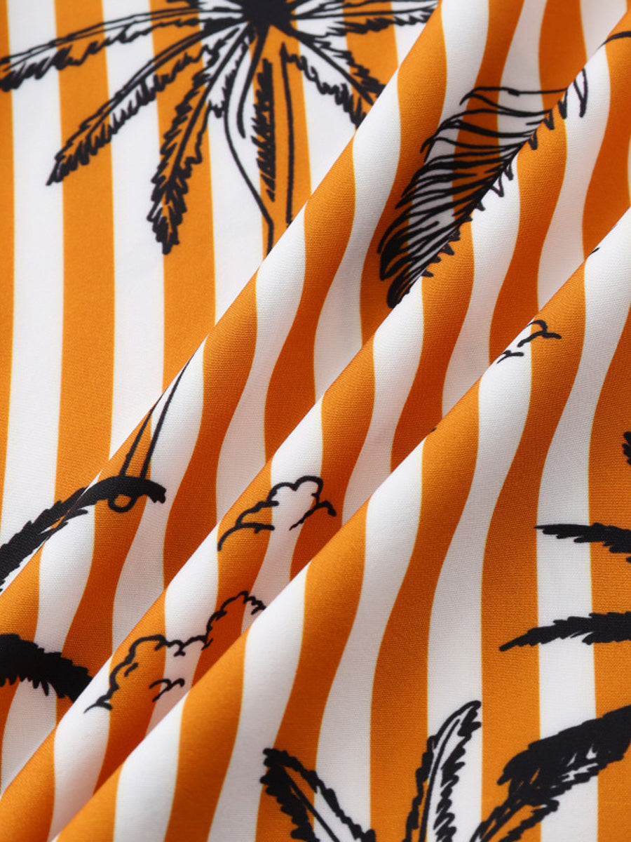 Chemise à manches courtes à imprimé de vacances pour hommes