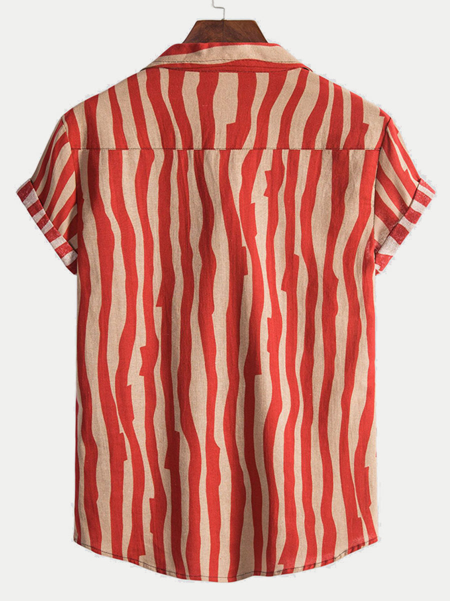 Camicia da uomo a maniche corte con motivo Ripple