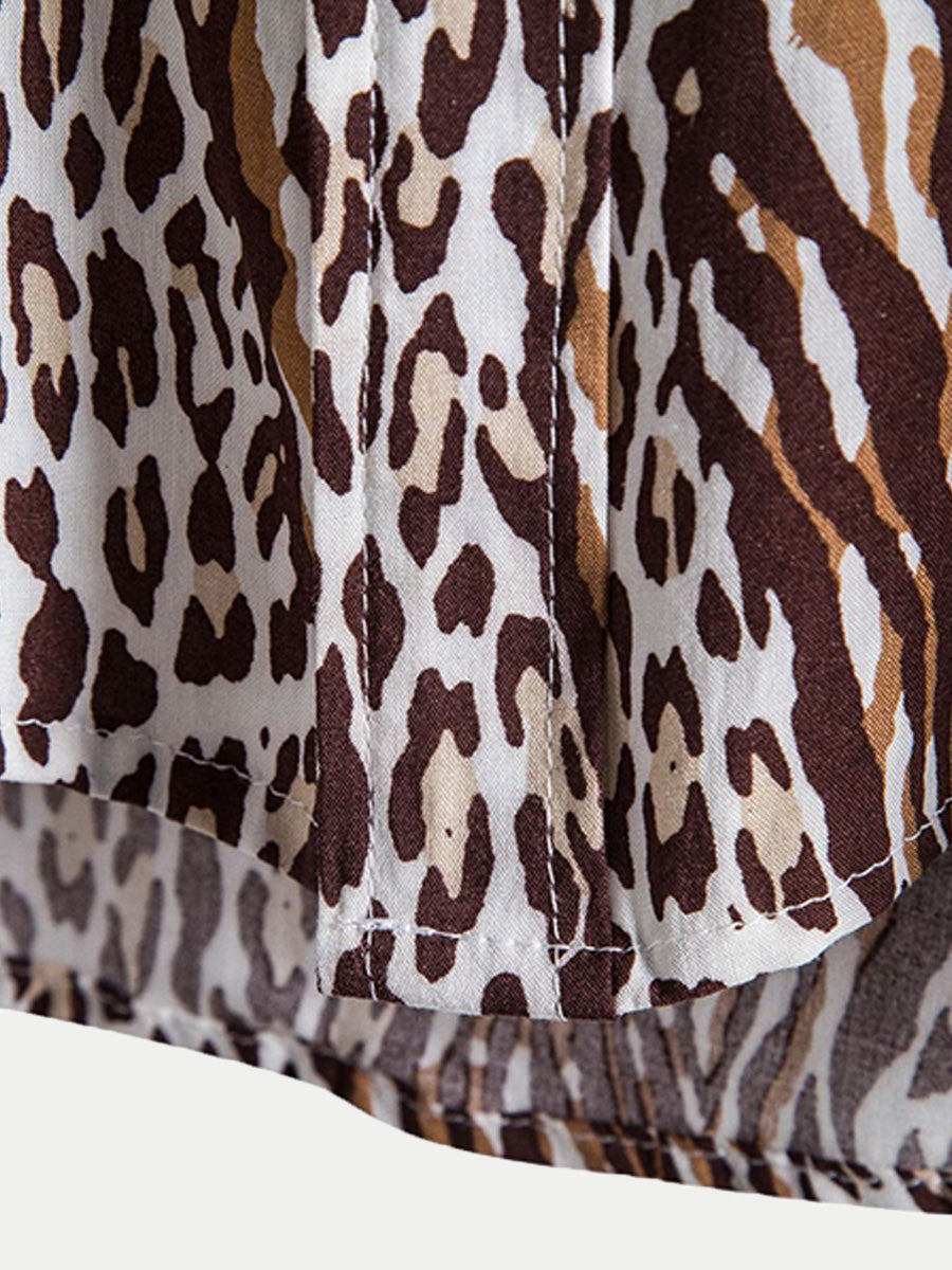 Chemise à manches courtes imprimé léopard pour homme