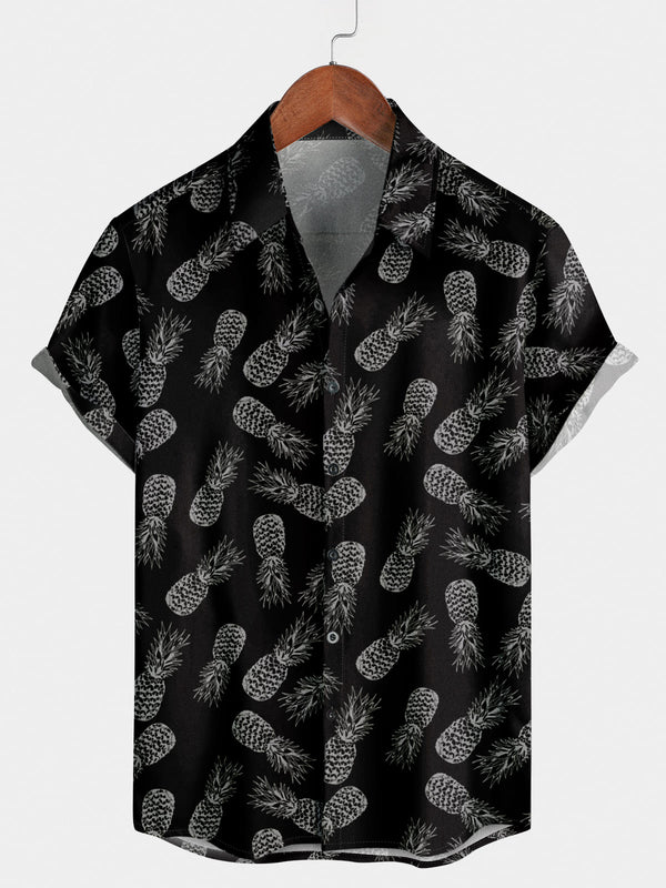 Camicia da uomo a maniche corte con stampa ananas