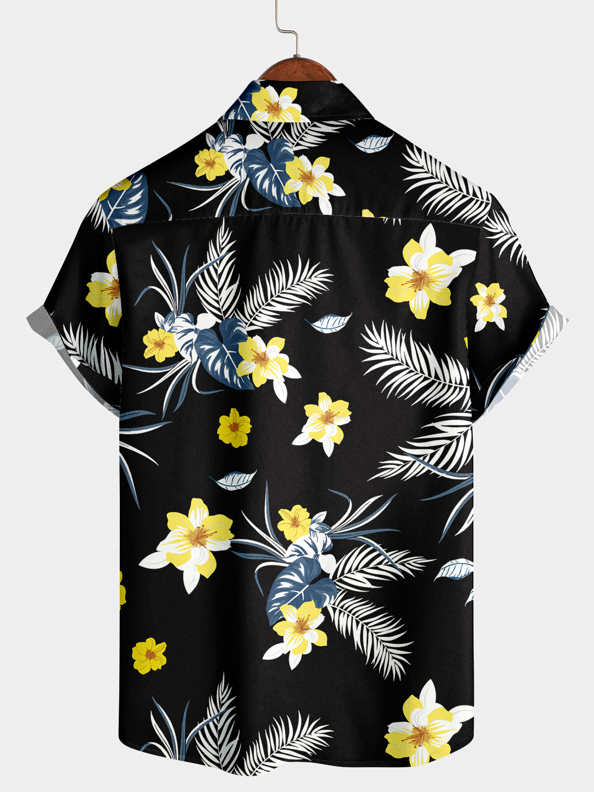 Camicia da uomo a maniche corte con stampa floreale
