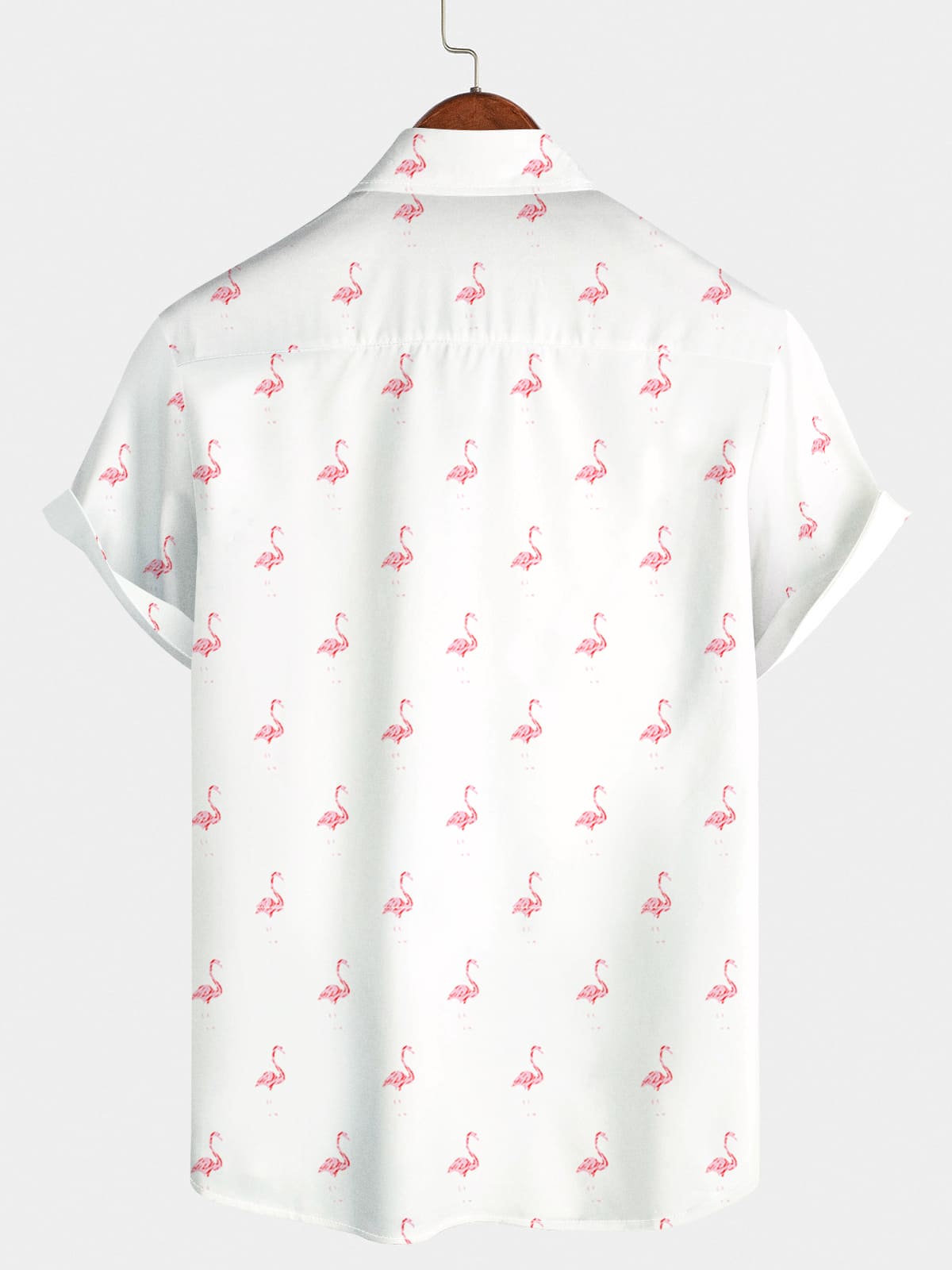 Camicia da uomo a maniche corte con fenicottero