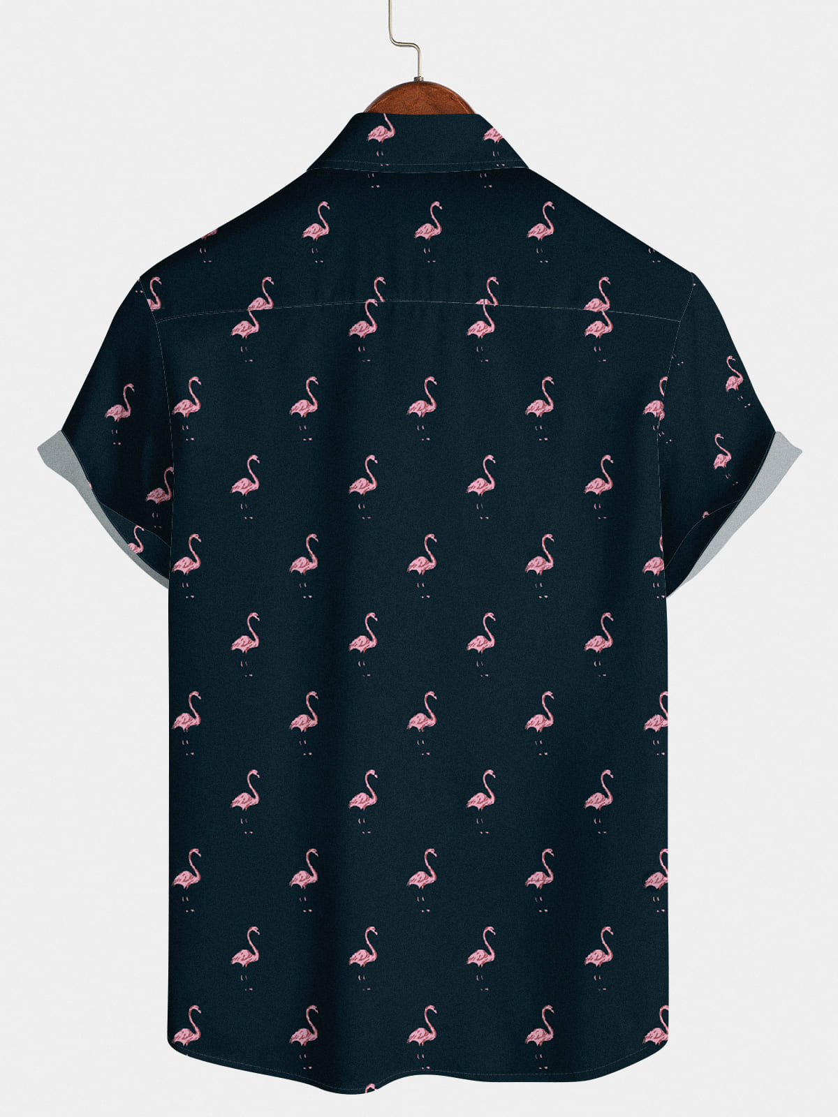 Camicia da uomo a maniche corte con fenicottero