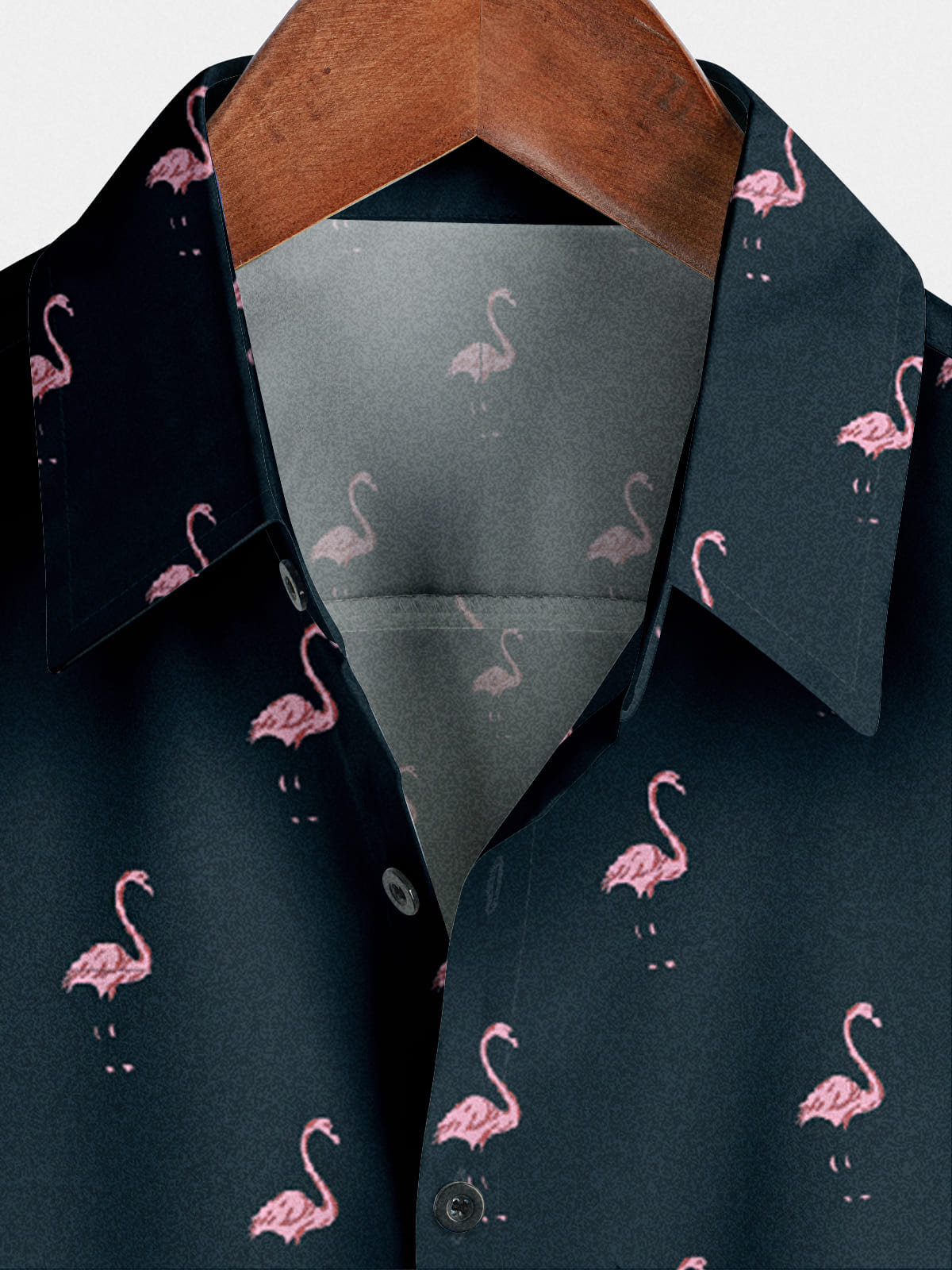 Camicia da uomo a maniche corte con fenicottero