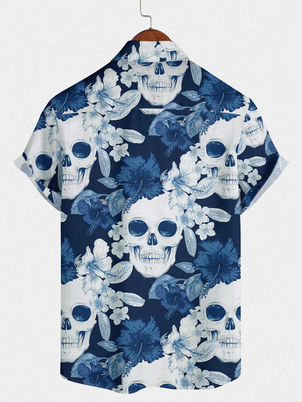 Camicia a maniche corte da uomo con teschio di fiori