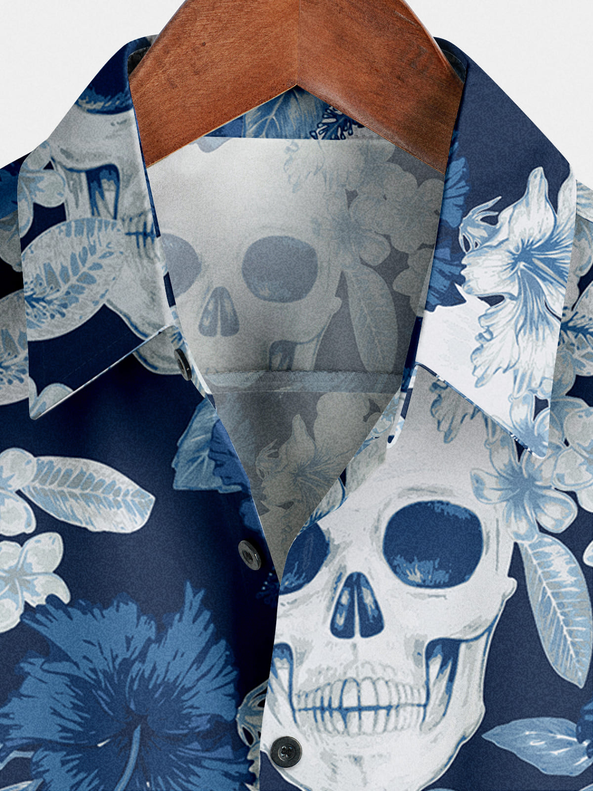 Camicia a maniche corte da uomo con teschio di fiori