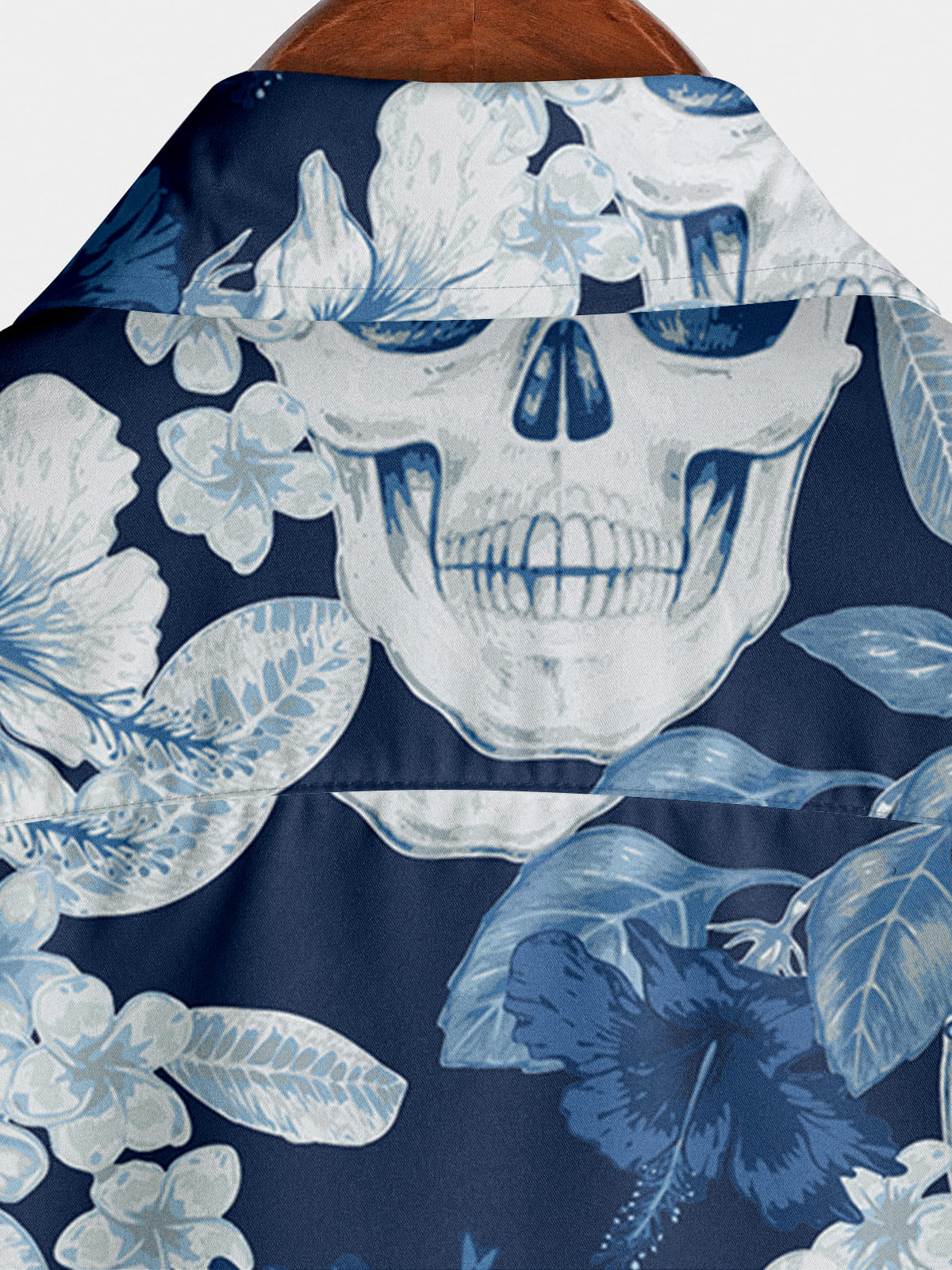 Camicia a maniche corte da uomo con teschio di fiori
