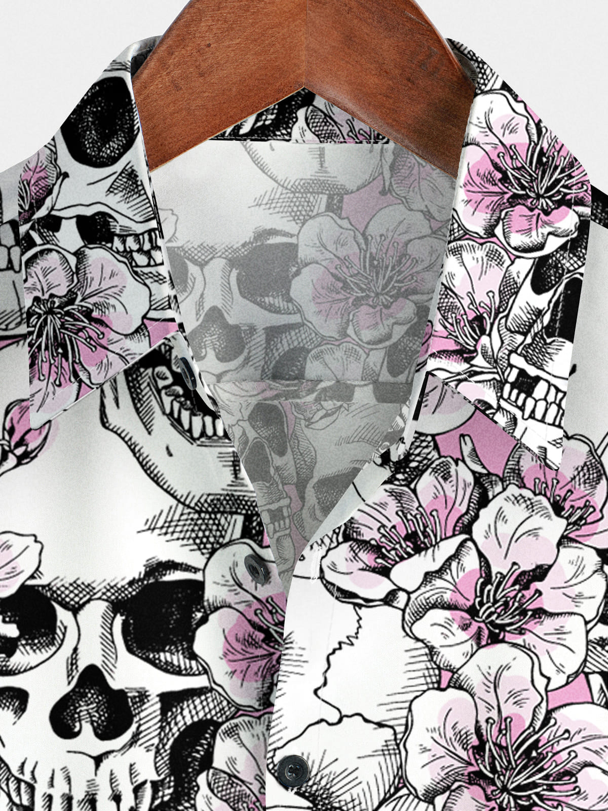 Camicia a maniche corte da uomo con teschio di fiori