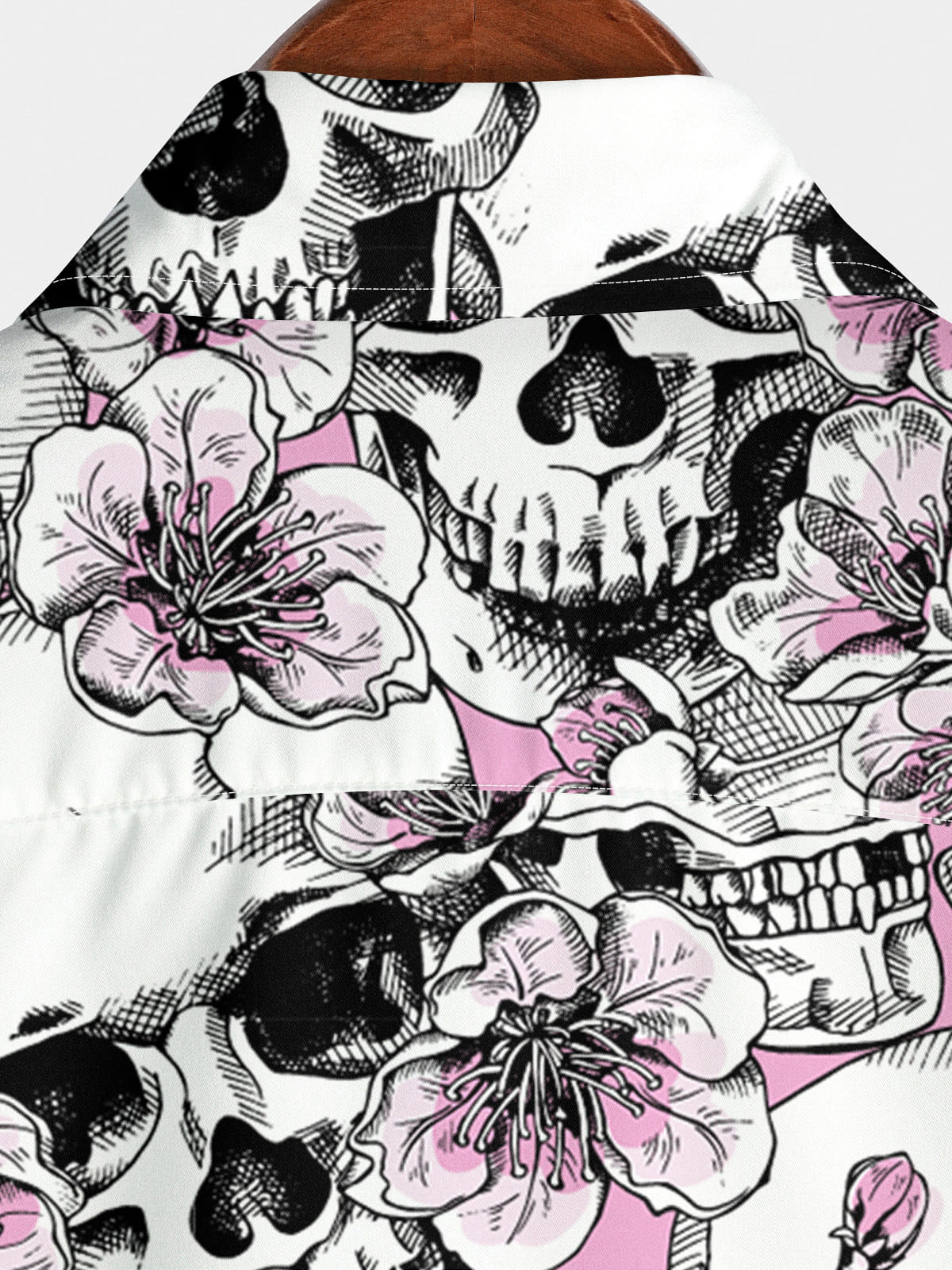 Camicia a maniche corte da uomo con teschio di fiori
