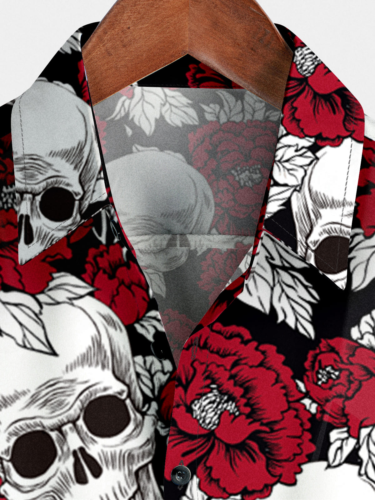 Camicia a maniche corte da uomo con teschio di fiori