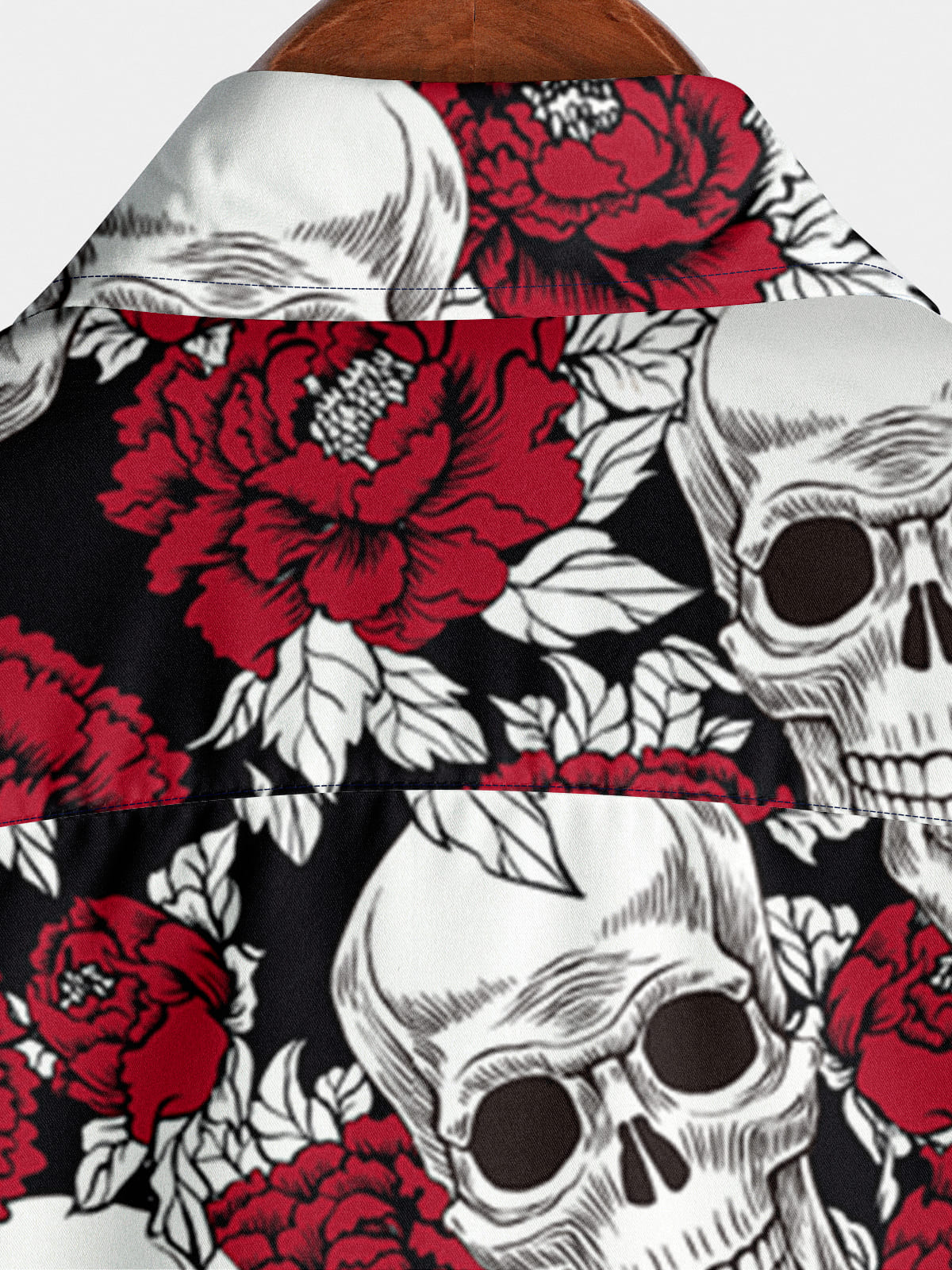 Camicia a maniche corte da uomo con teschio di fiori