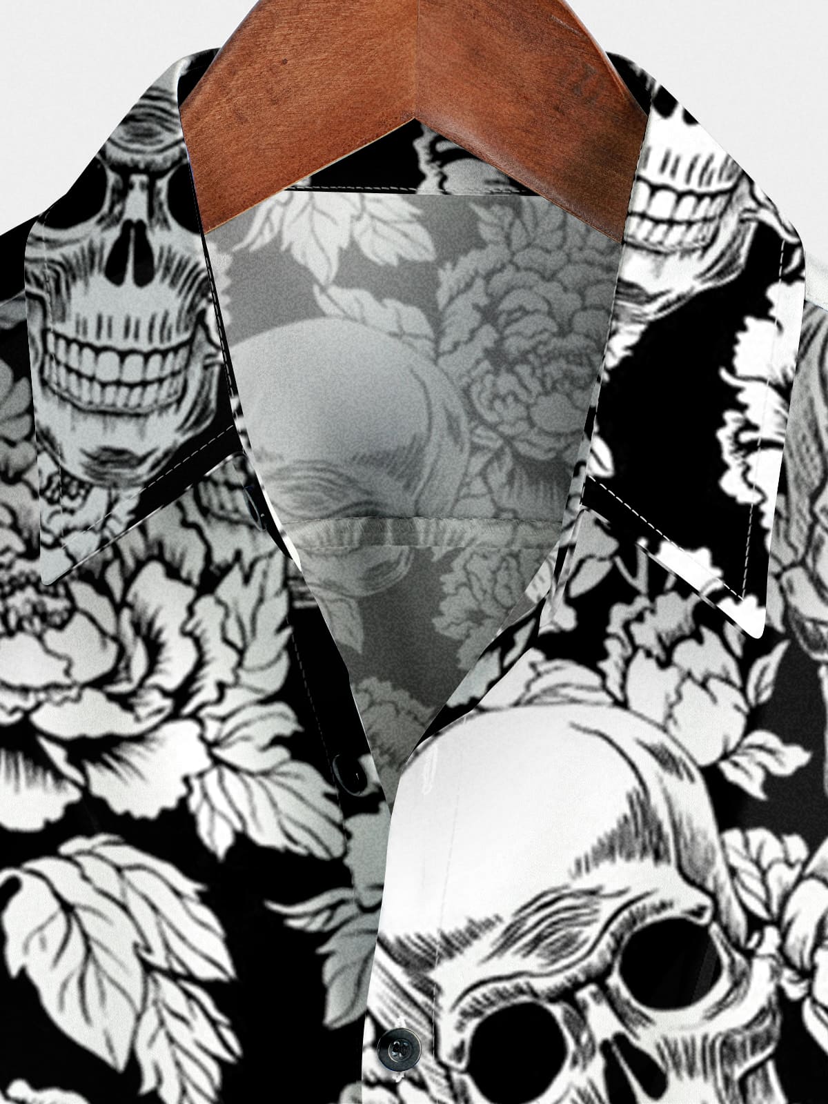 Camicia a maniche corte da uomo con teschio di fiori