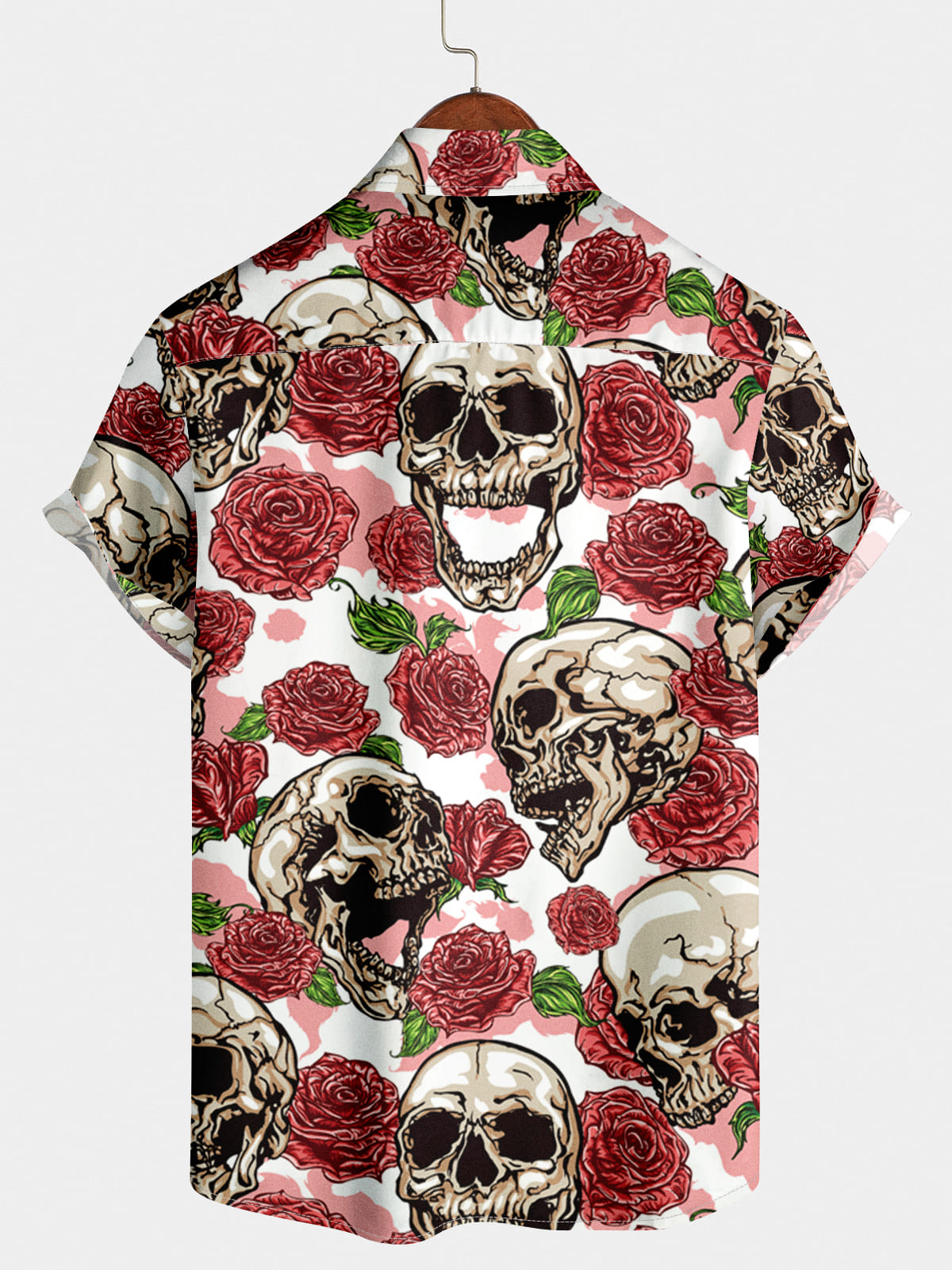 Camicia a maniche corte da uomo con teschio di fiori