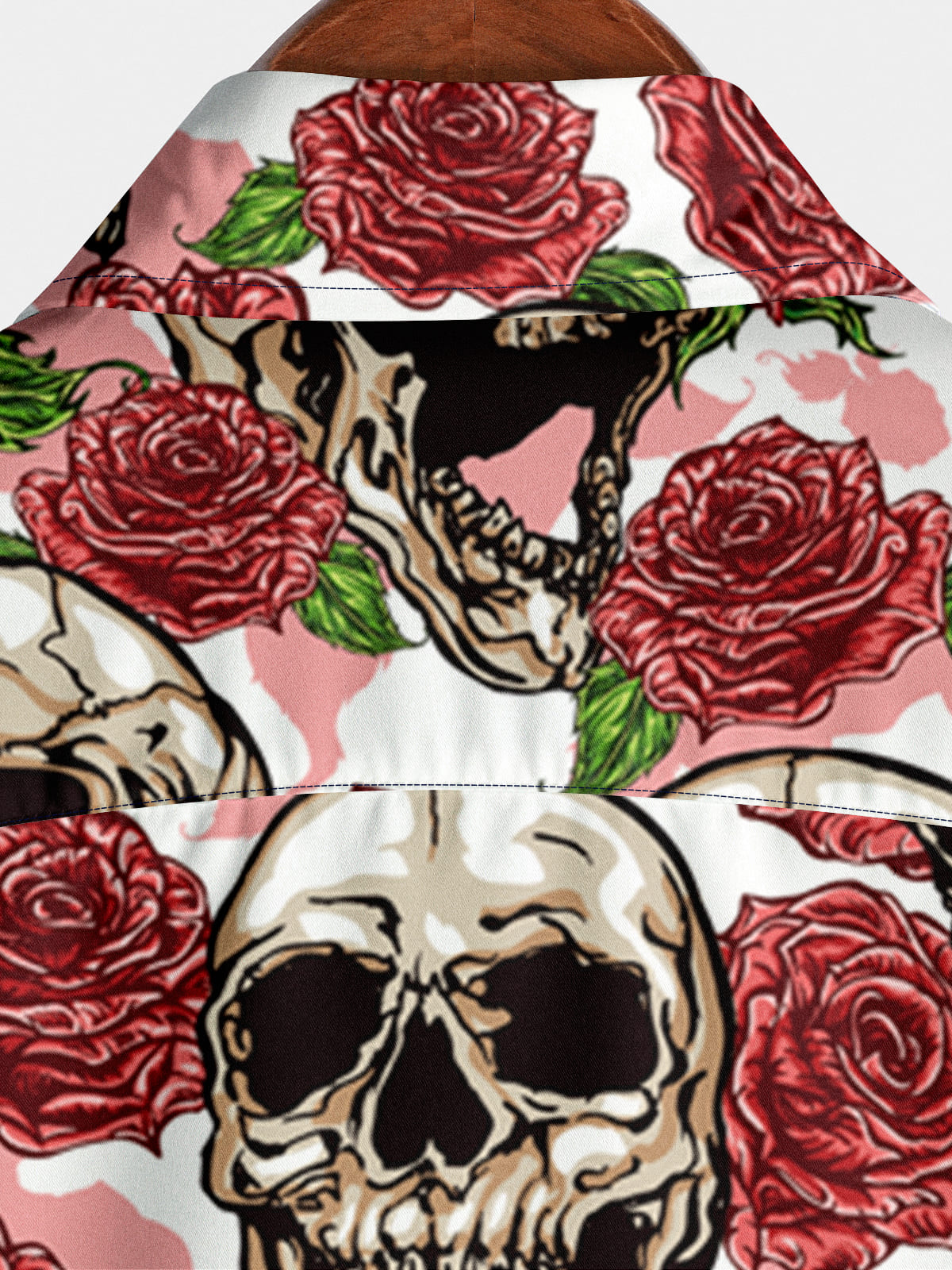 Camicia a maniche corte da uomo con teschio di fiori
