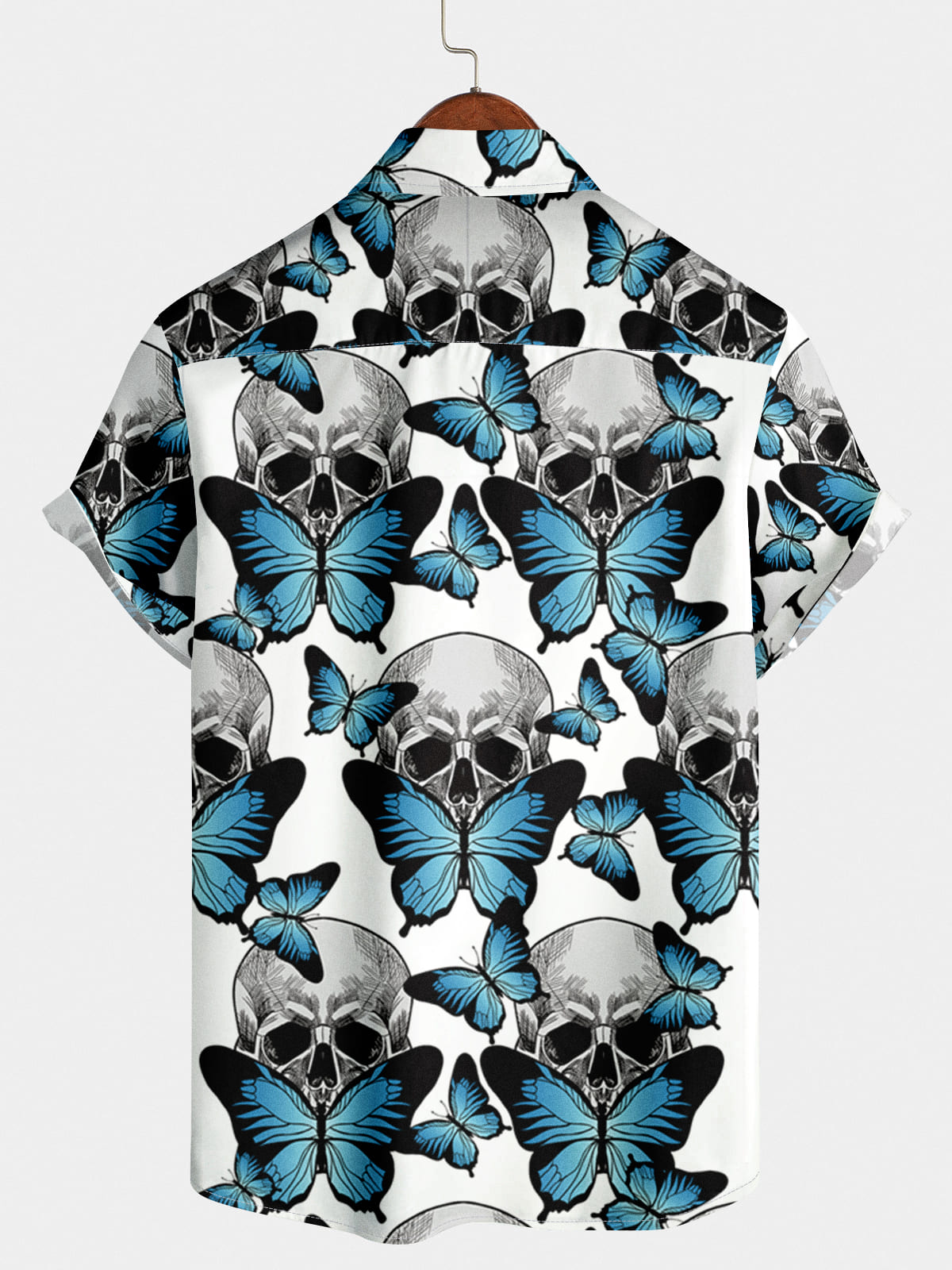 Camicia a maniche corte da uomo con teschio di fiori