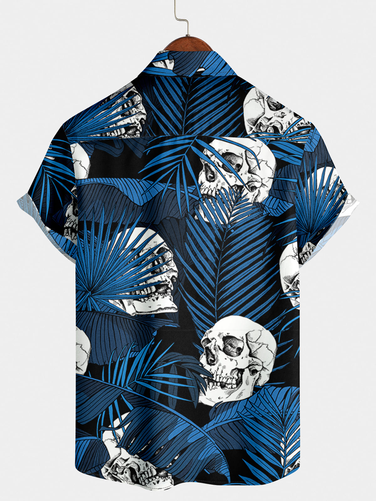 Camicia a maniche corte da uomo con teschio di fiori
