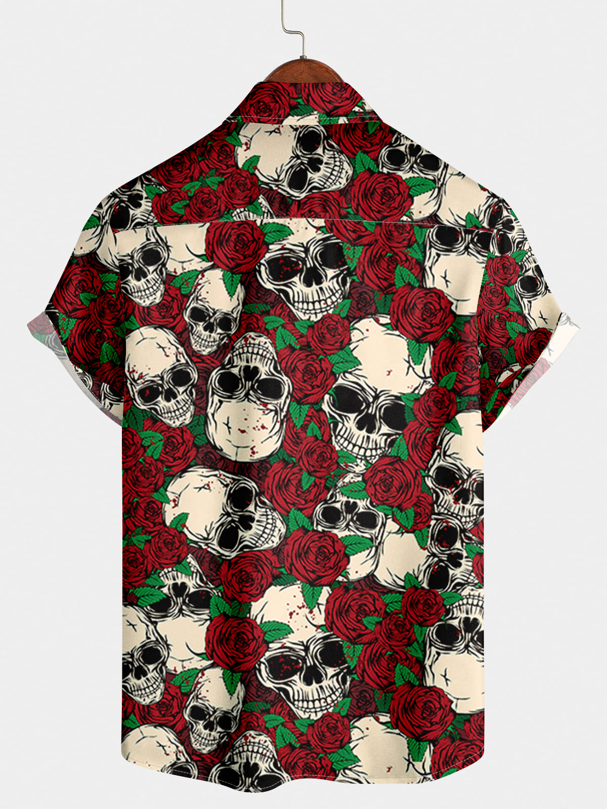 Camicia a maniche corte da uomo con teschio di fiori