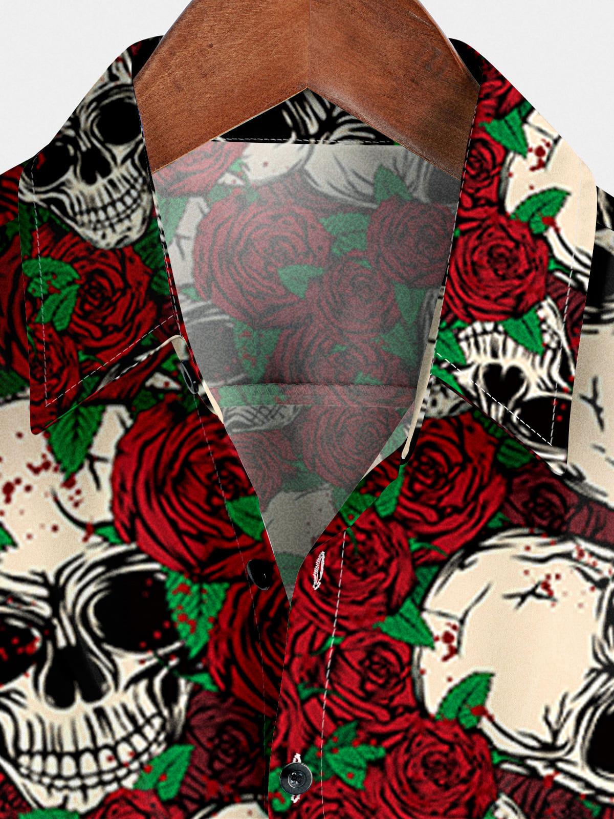 Camicia a maniche corte da uomo con teschio di fiori
