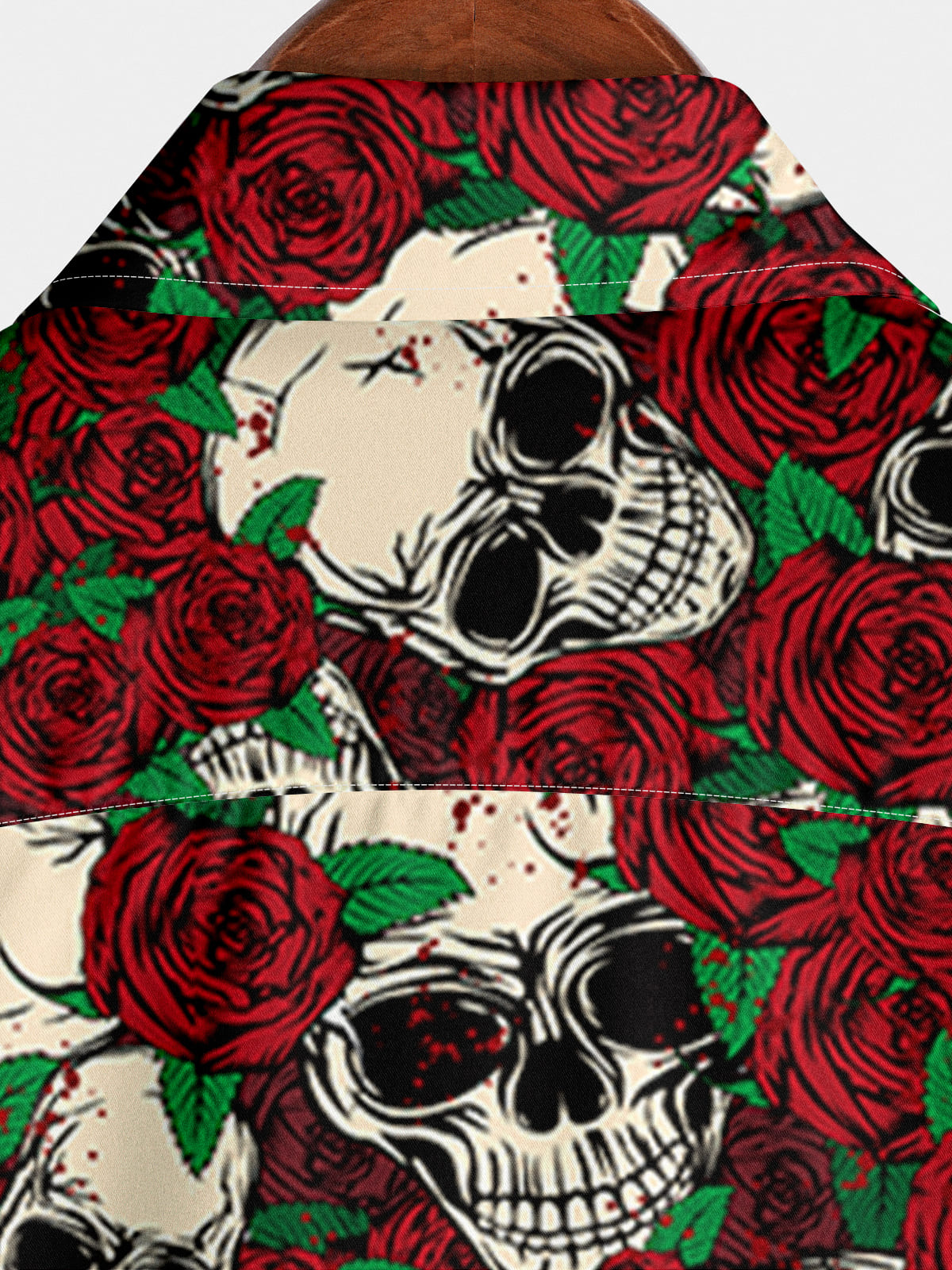 Camicia a maniche corte da uomo con teschio di fiori