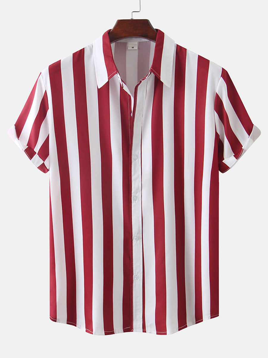 Chemise à manches courtes à imprimé vertical pour homme