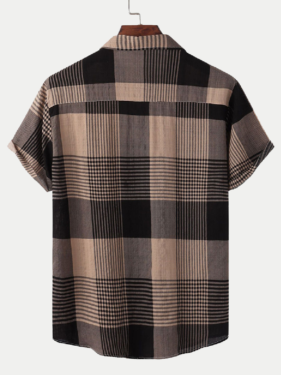 Men's Checkered printed short sleeve shirt