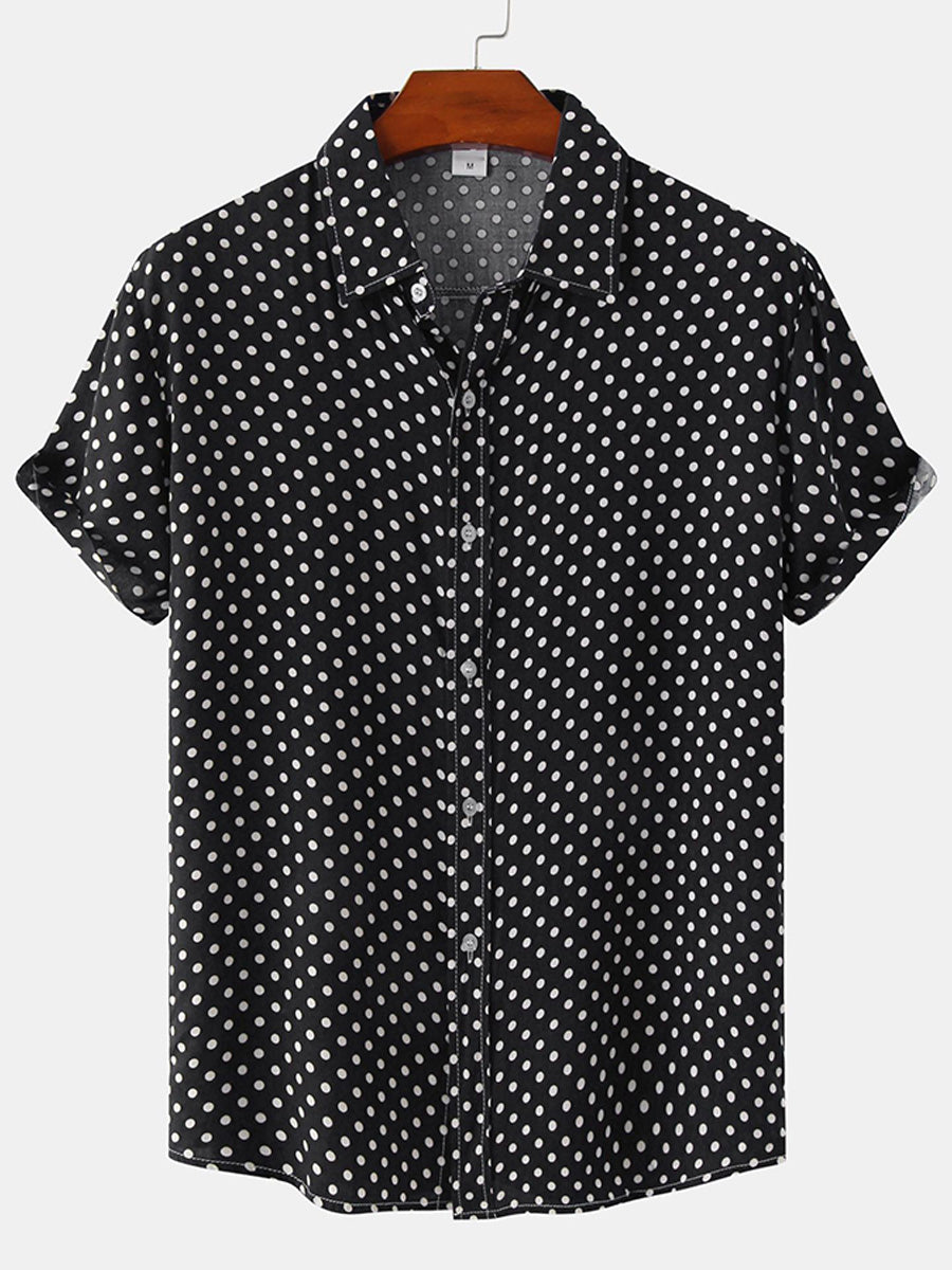 Camicia da uomo a maniche corte a pois