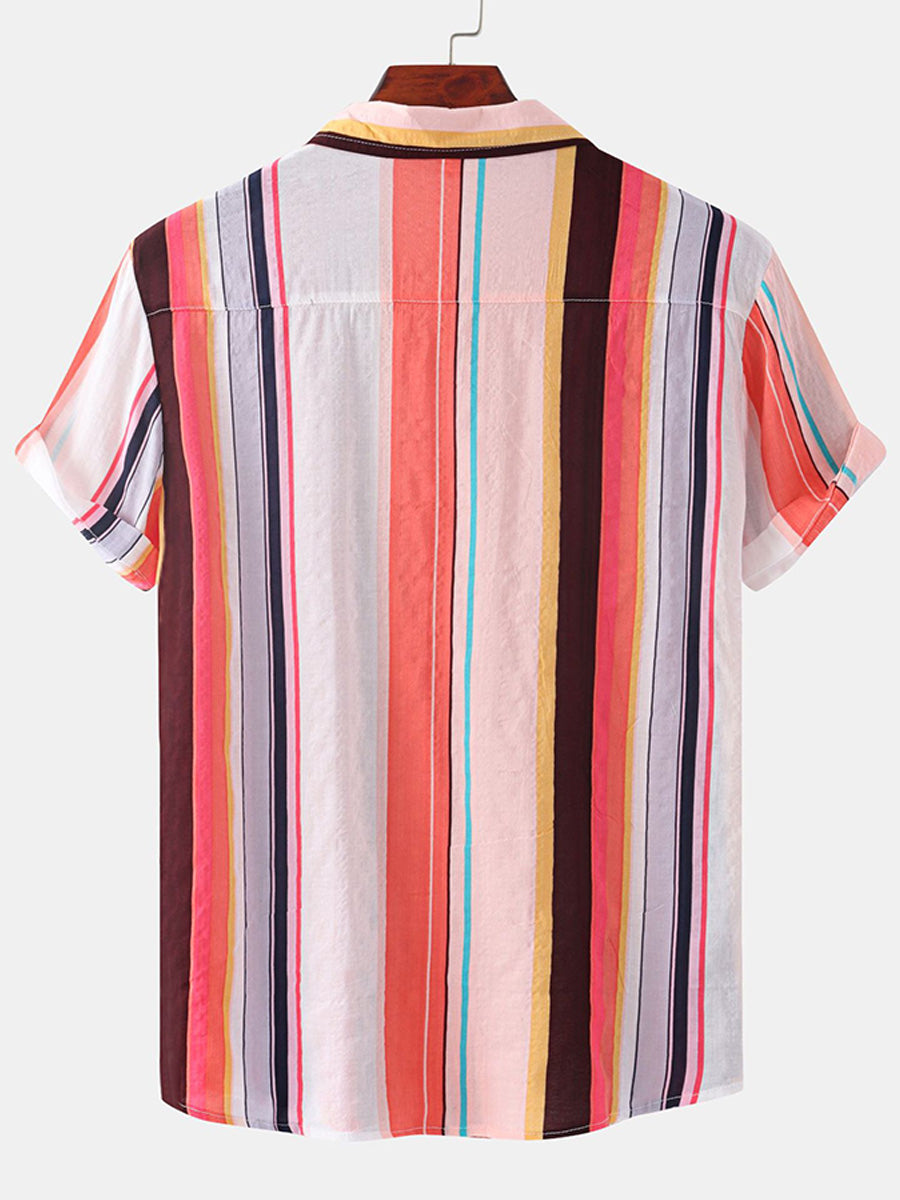 Chemise à manches courtes à imprimé vertical pour homme