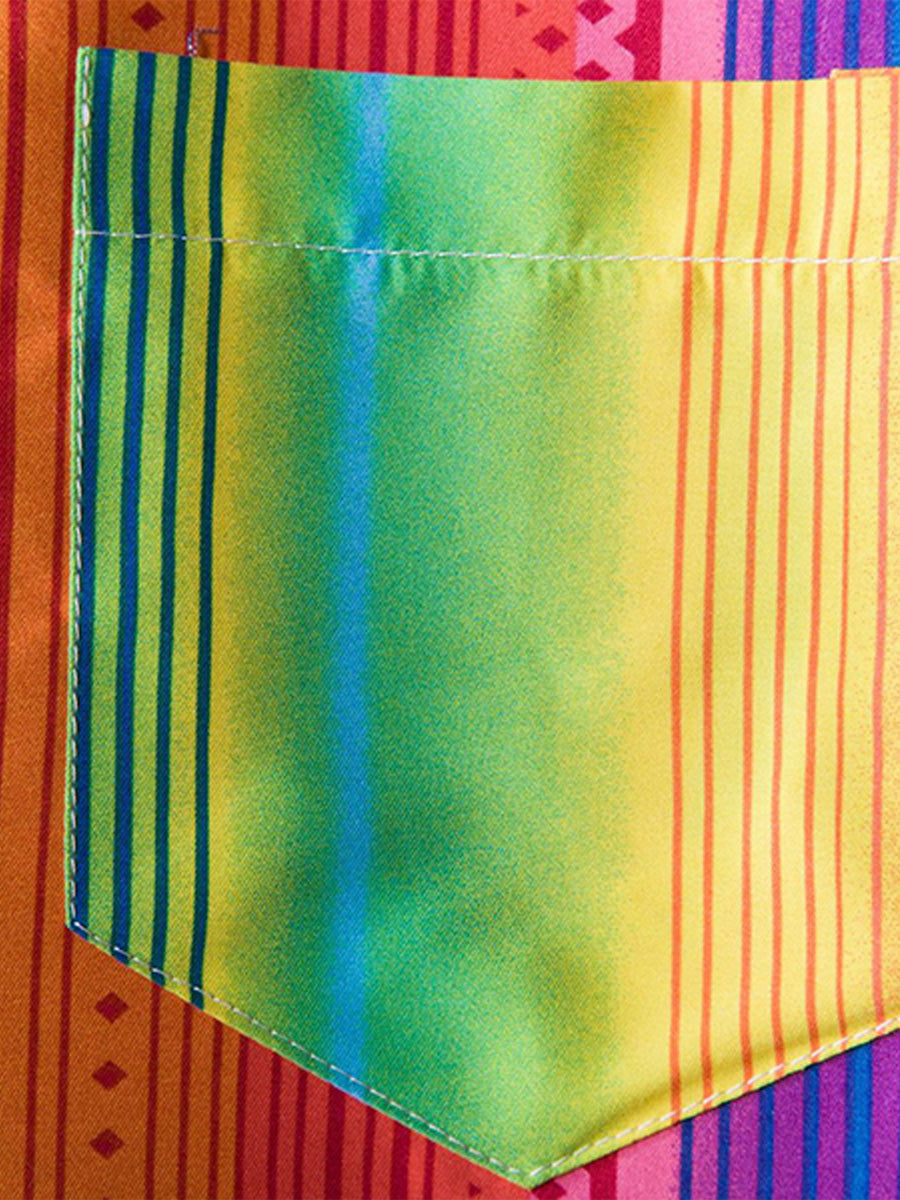 Chemise à manches courtes à imprimé vertical pour homme