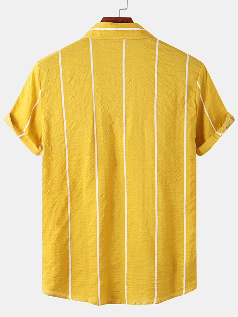 Chemise à manches courtes à imprimé vertical pour homme