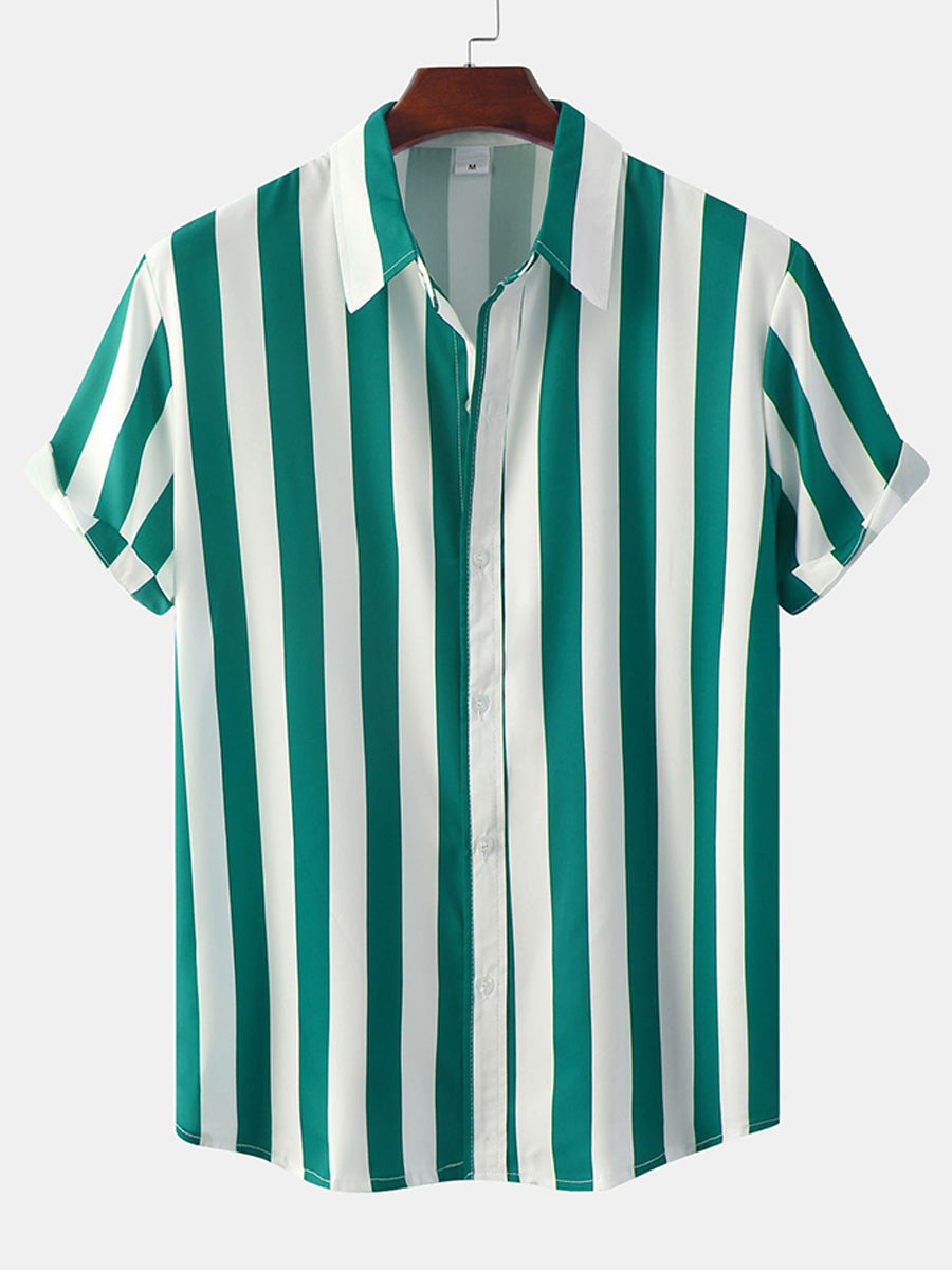 Chemise à manches courtes à imprimé vertical pour homme