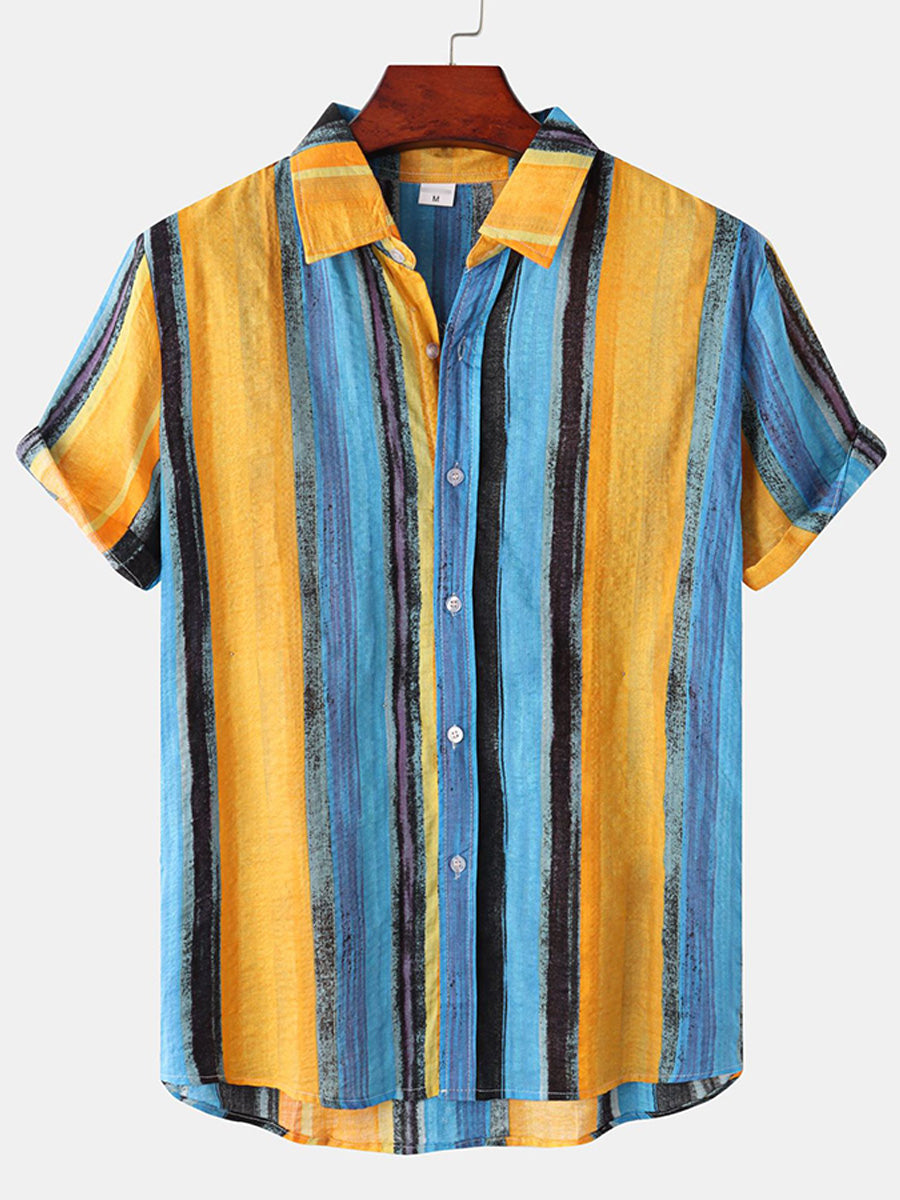 Camicia da uomo a maniche corte con stampa verticale