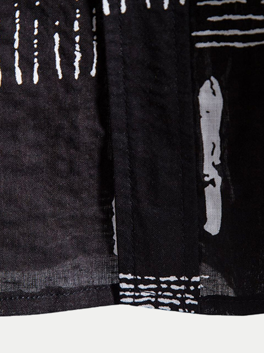 Camicia a maniche corte con stampa casual da uomo